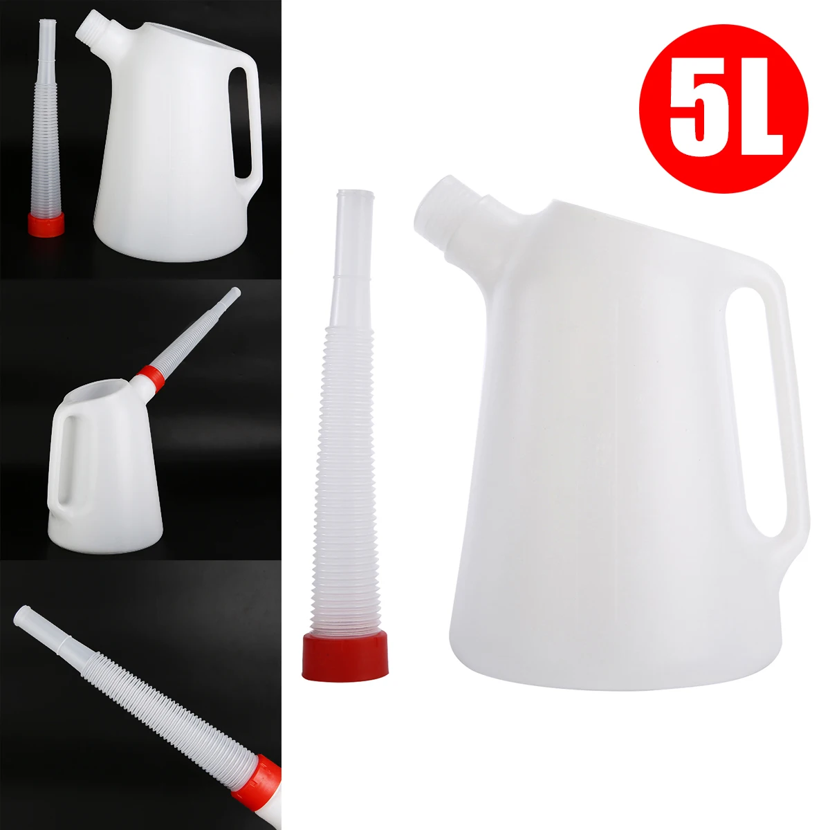 

Mayitr 1pc Universal 5 Litre Garage Oil Fuel/Oil Measuring Jug With Flexible Spout For Car Motorcycle Plastic Oiler Oil Pot