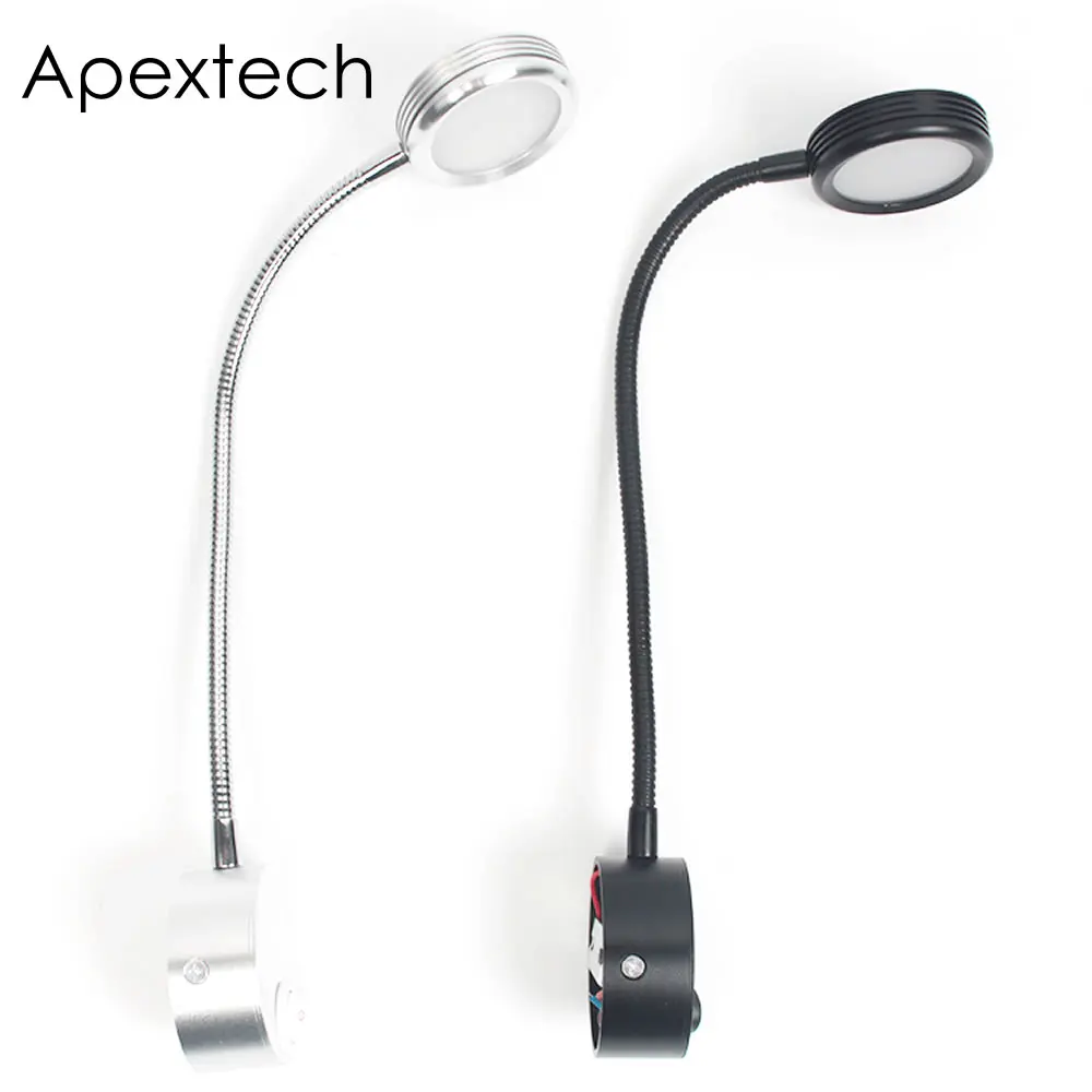 Apextech светодиодная настенная лампа 3 Вт Гибкая Металлическая прикроватная для