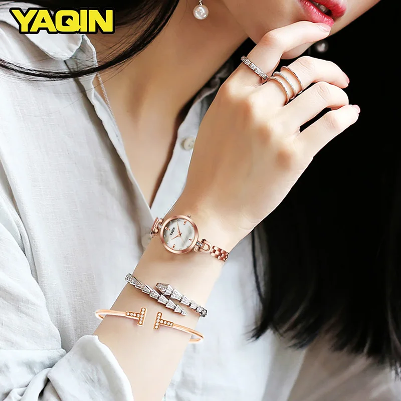 YAQIN женские часы Топ бренд роскошный браслет золотые модные Relogio Feminino Montre