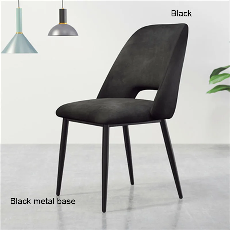 Black base Black Современный в стиле минимализма нордический нержавеющий стальной обеденный стул Повседневная мебель домашний стул ресторан кухня диван для кафе стул - Цвет: Black base Black