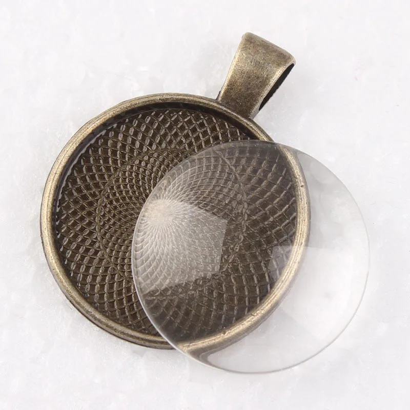 100 комплектов 1 дюйм Подвесные лотки + стеклянный комплект кабошонов пустые