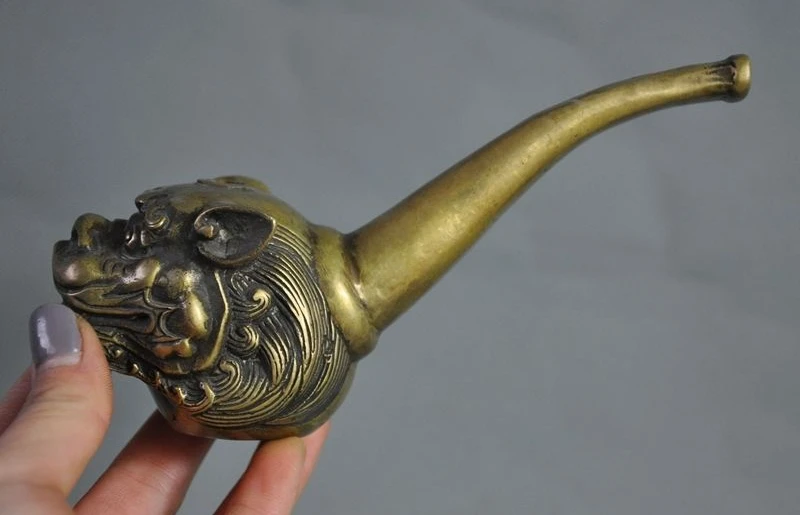 Бесплатная доставка 6 &quotСтарый Китайский Бронзовый феншуй Foo собака голова льва