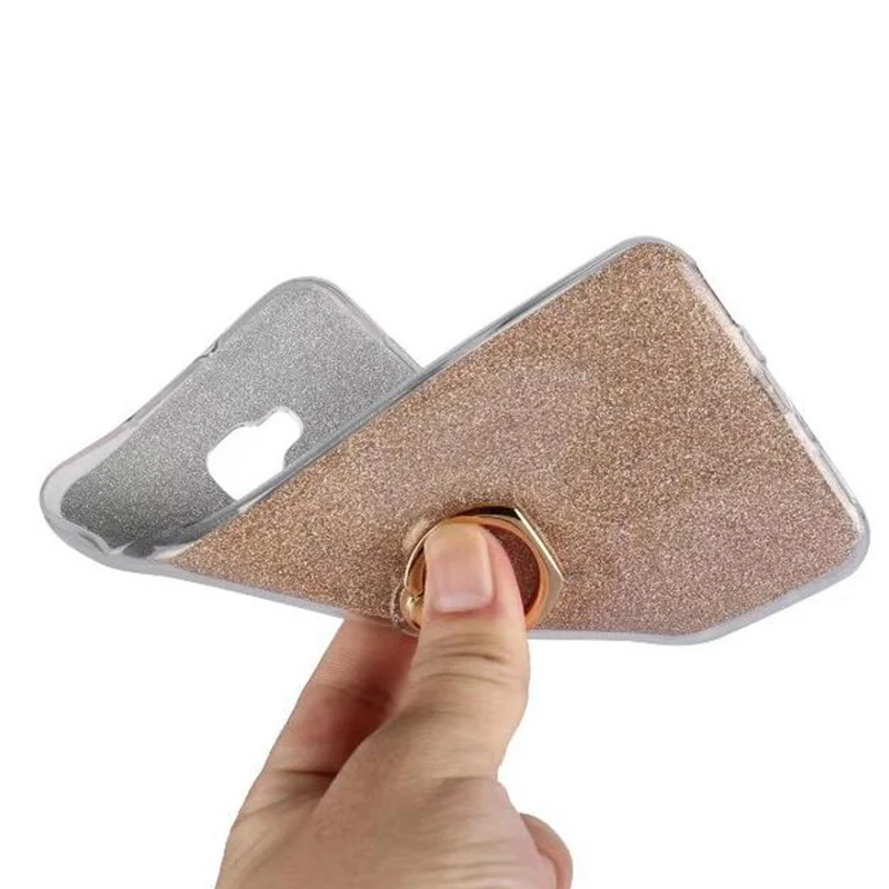 Cover Phone Case For Asus Zenfone 4 Selfie ZD553KL 5.5&quot TPU Gel Silicone Transparent Back Shell Ring Holder Flash Glitter Powder |