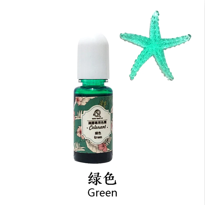 GREEN-9 QIAOQIAODIY 10ML Epoxy Resin Pigment UV Resin Coloring Dye Colorant Resin Pigment DIY Handmade Crafts Art Sets 14 Colors - Цвет: GREEN-9