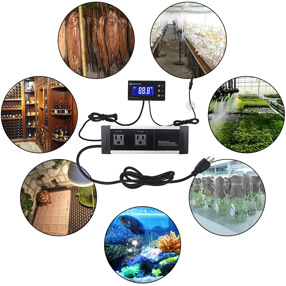 

KT4000 Aquarium Thermostat US Plug Socket Pet F Temperature Controller Refrigeration Heating Automatic Thermostat Regulator