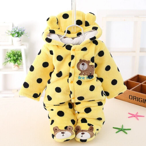 Прямая доставка Сгущает Мультфильм Детские Footie Baby One-piece Костюмы осень-зима для
