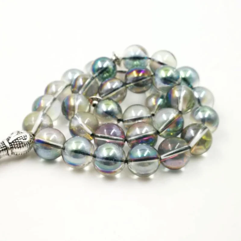 Натуральный Зеленый Кристалл Tasbih Популярные стильные браслеты мусульманские
