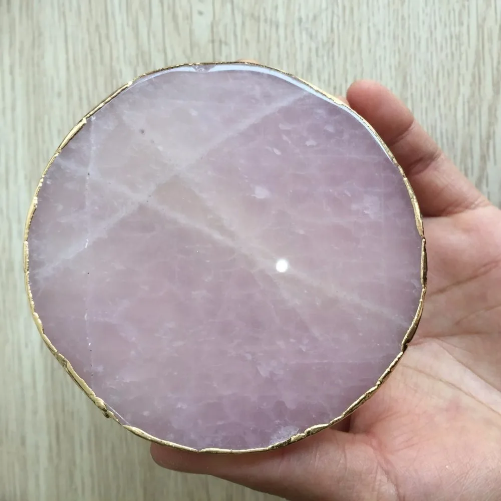 Красивый натуральный розовый кварц хрусталь драгоценный камень подставка с