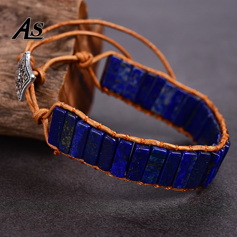 Кожаный браслет для женщин и мужчин Asingeloo Lazuli Lapis модные украшения йоги в стиле