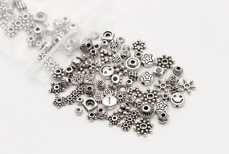 100 шт смешанные размеры металлические посеребренные цветы свободные