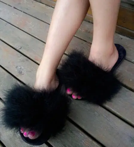 

Женские меховые шлепанцы, танкетка на платформе, теплая подошва, страусиные перья, летние пляжные тапочки, 15 цветов