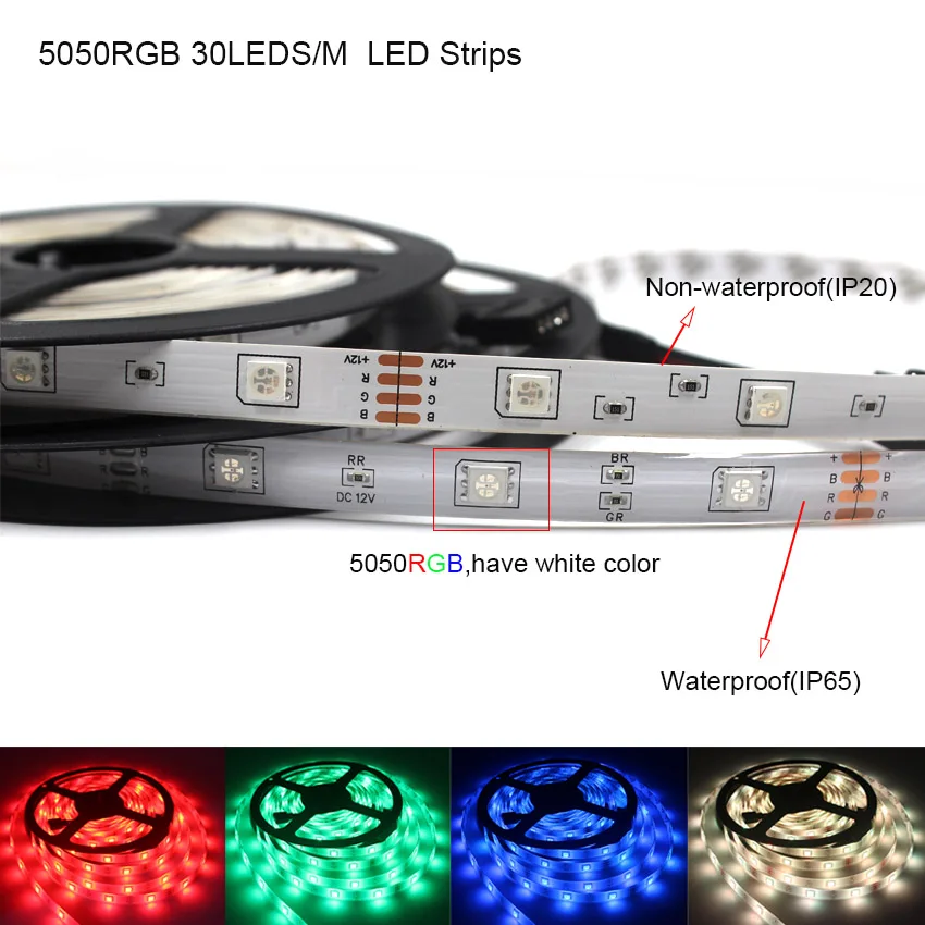 IKVVT 5050 RGB белый Светодиодные ленты свет Водонепроницаемый rgb светодио дный Лента