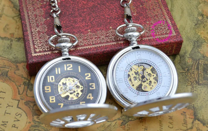 

Wholesale Mechanical Pocket Watch Men Good Quality Fob Watches Vintage Retro Farther New Fashion Silver Antique Fob Watches Dad