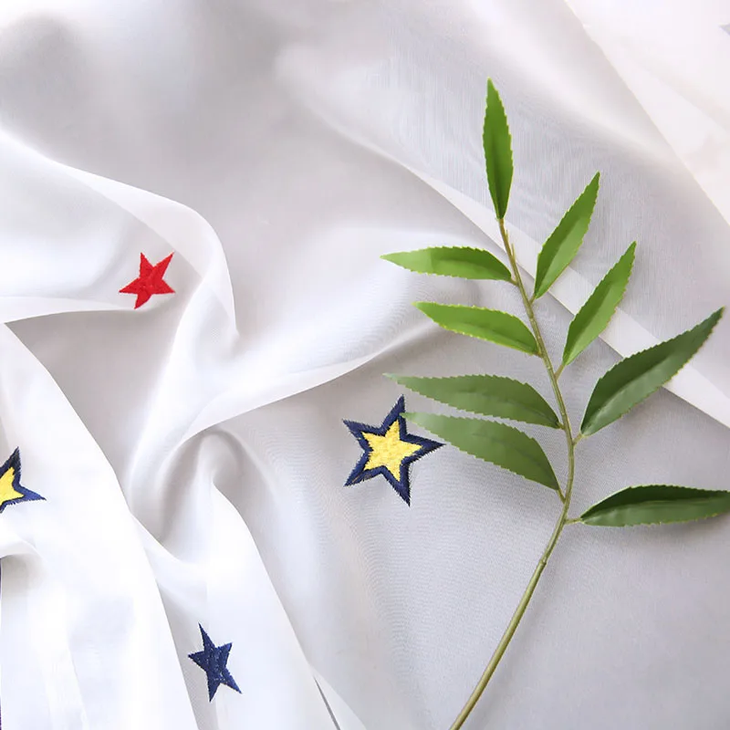 Занавески с красочной вышивкой и мультяшными звездами для гостиной детской