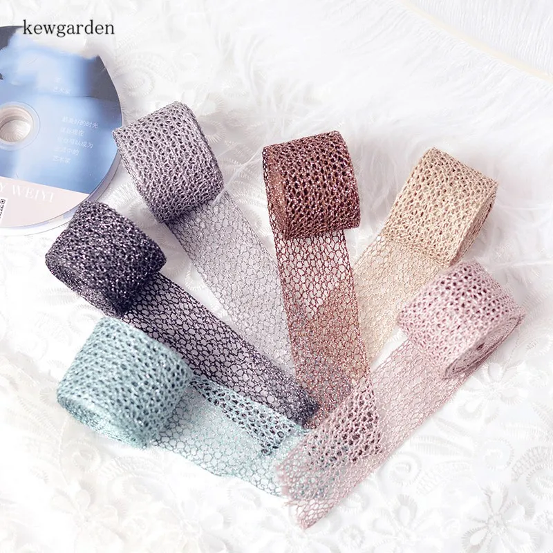 Kewgarden 1 5 &quot38 мм ажурная плетеная Цветочная лента DIY аксессуары для волос атласные