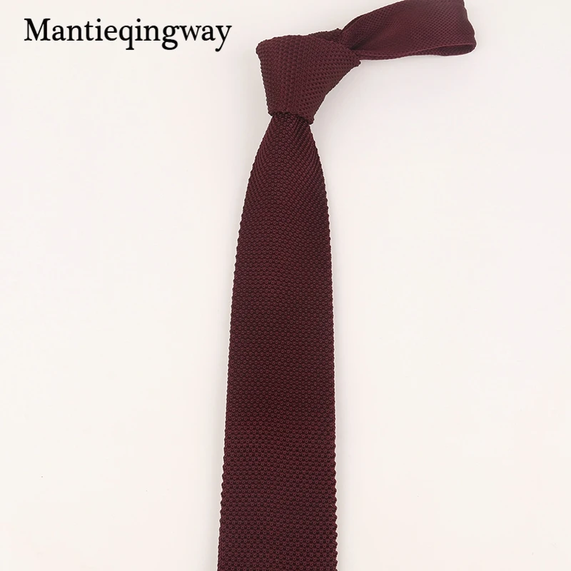 Mantieqingway твердые тонкие галстуки мужские трикотажные шеи для свадьба 7 см модные
