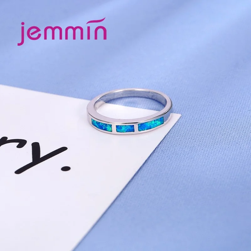 Женское тонкое кольцо с голубым огненным опалом свадебные украшения из