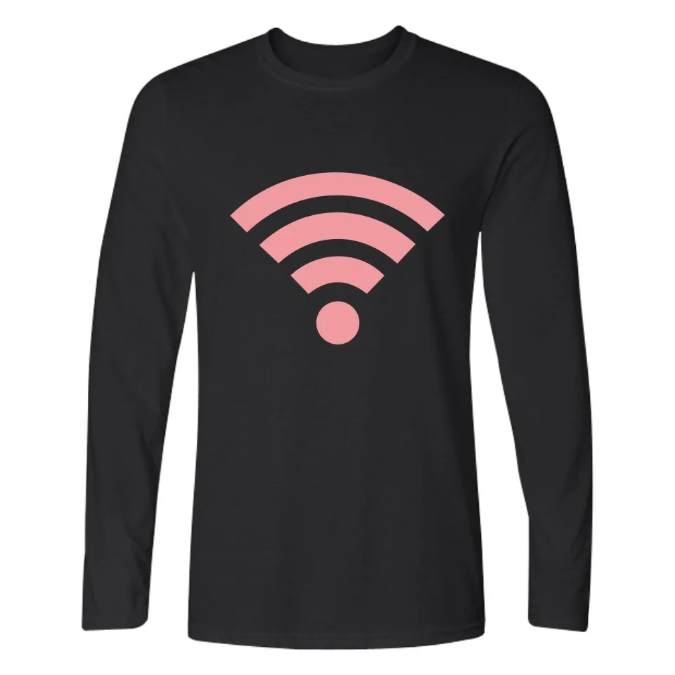 Бесплатная Wi-Fi Высококачественная хлопковая футболка Мужская с длинным рукавом