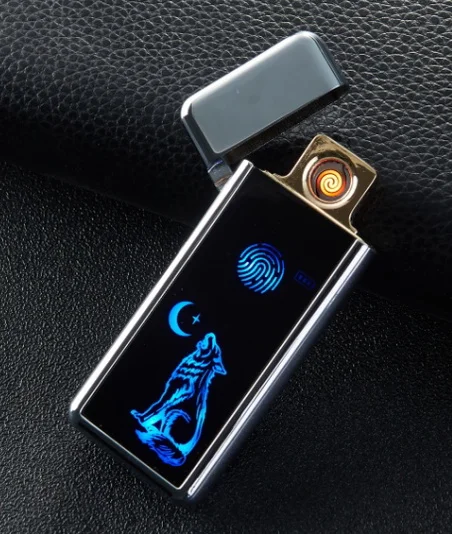 Полноэкранная электронная USB Зажигалка вольфрама турбо Зажигалка для курения - Цвет: silver wolf