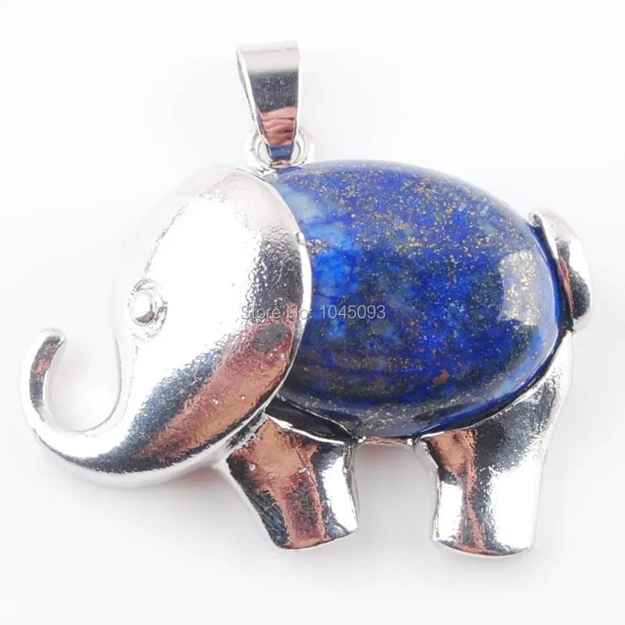 YOWOST Energy Cute Elephant Pendants for Child Jewelry Chakra Natural Gem Stone Tiger Eye Pink Quartz Lapis Lazuli QBN370 |