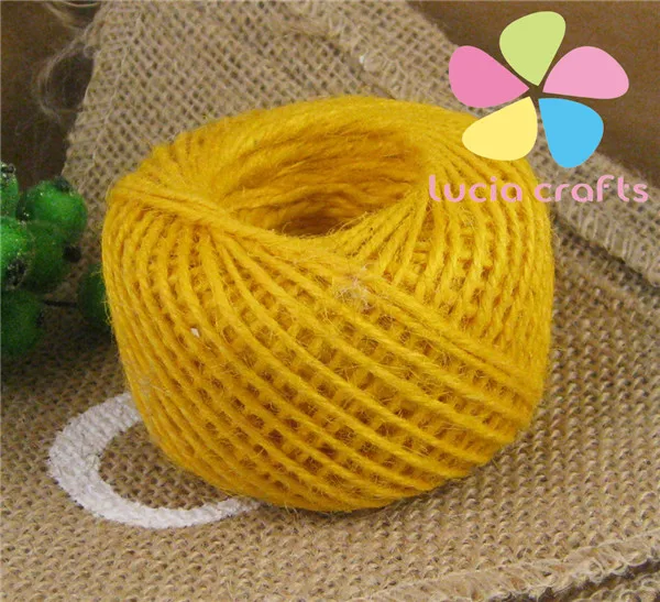 Распродажа! Lucia crafts 2 мм многоцветный джутовый шпагат Мешковина веревка натуральная лента пеньковый шнур 1 рулон/лот(50 м/рулон) V0811 - Цвет: C4 Yellow