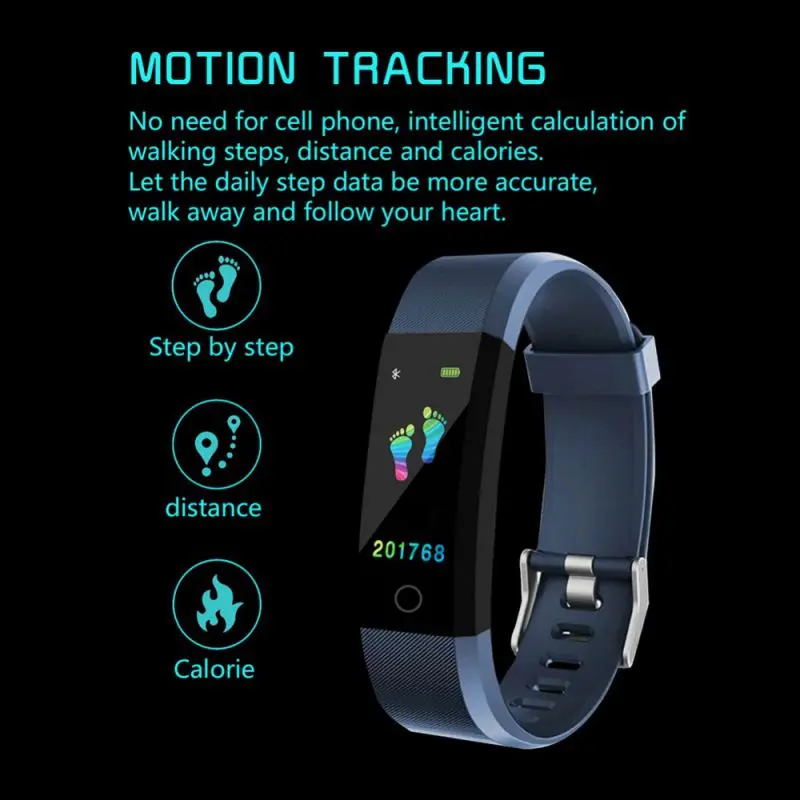 Смарт-браслет с Bluetooth браслет пульсометром часы фитнес-трекер активности 115 плюс