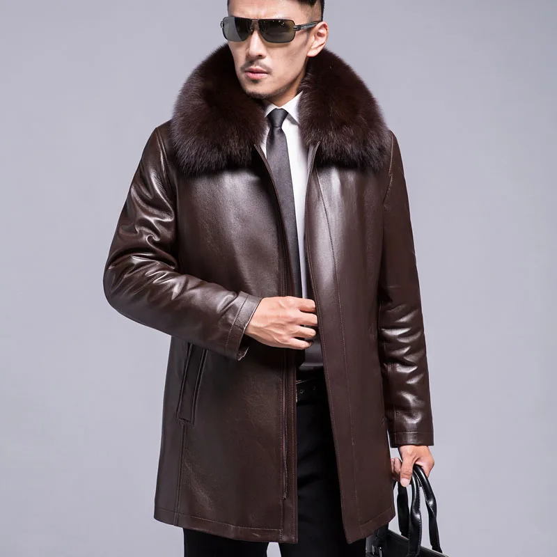 Мужская Зимняя Толстая теплая куртка новинка 2020 из натуральной кожи пальто с