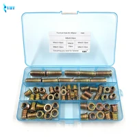 60pcsset m6 m8 zinc alloy iron inside and outside teeth carbon steel hex socket drive insert nuts threaded for wood furniture