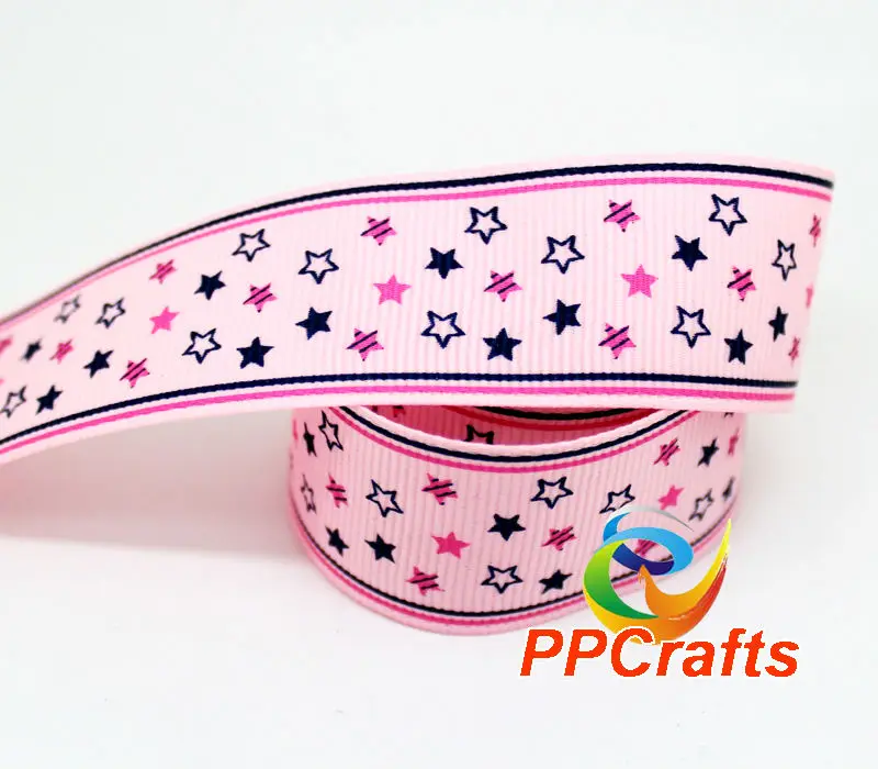 PPCrafts ленты 1 5 дюйма 38 мм Красочные Звезды печатных Grosgrain 100yds/рулон бесплатная