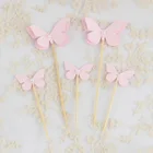 5 шт. розовый Топпер для капкейка с бабочками милый жемчуг Топпер для торта флаг для дня рождения, Дня Святого Валентина, свадебной вечеринки