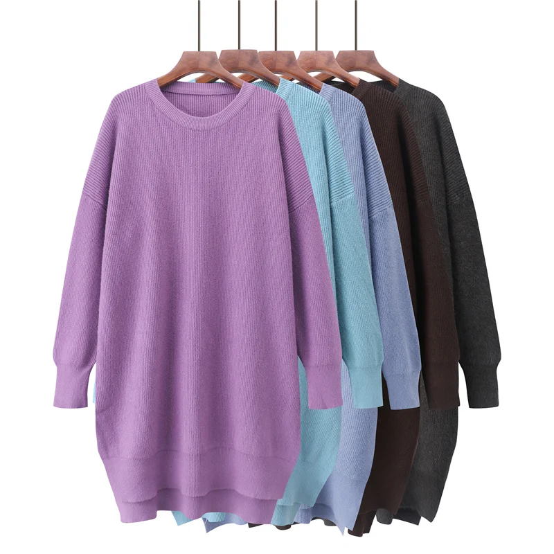 Осень-зима с круглым вырезом длинный свитер 2019 новый корейский женский Мягкий