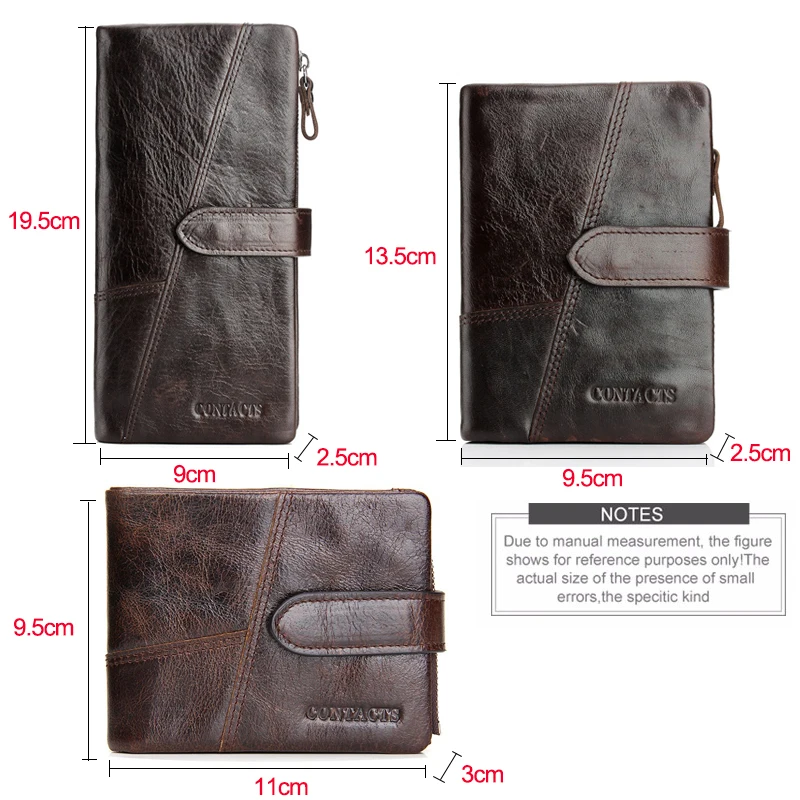 contacts genuine crazy horse cowhide leather men wallets fashion purse with card holder vintage long wallet clutch wrist bag free global shipping