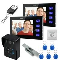 7 lcd video door phone bells intercom keyfobs ir camera code keypad remoteswitch electric strike lock 1v2