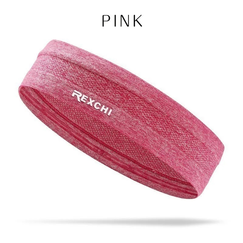 Pink REXCHI Эластичный Напульсник Спортивная головная повязка противоскользящая Женская Мужская дышащая баскетбольная фитнес Йога волейбол Велоспорт повязка для волос - Цвет: Pink