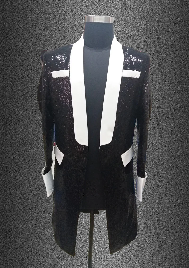 Long sequins Blazer jacket Spring Designer Fashion Men Casual Wild Leopard Splicing Link Fence prom party singer dancer Costume | Мужская