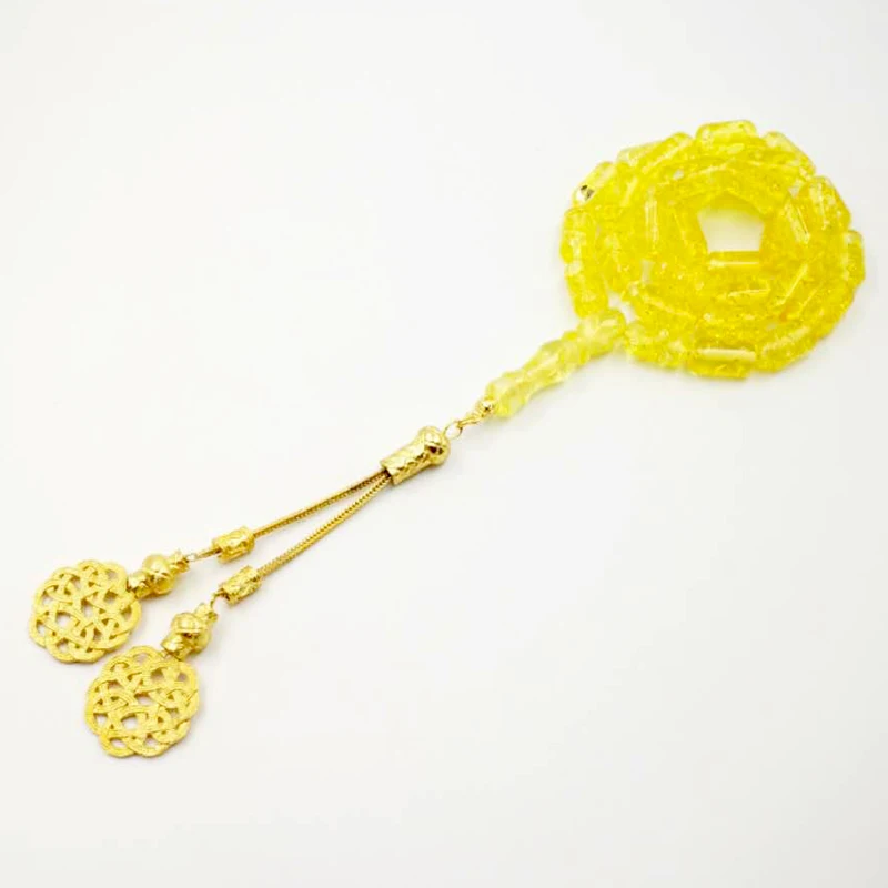 Золотой смоляный браслет Tasbih с роскошными металлическими кисточками