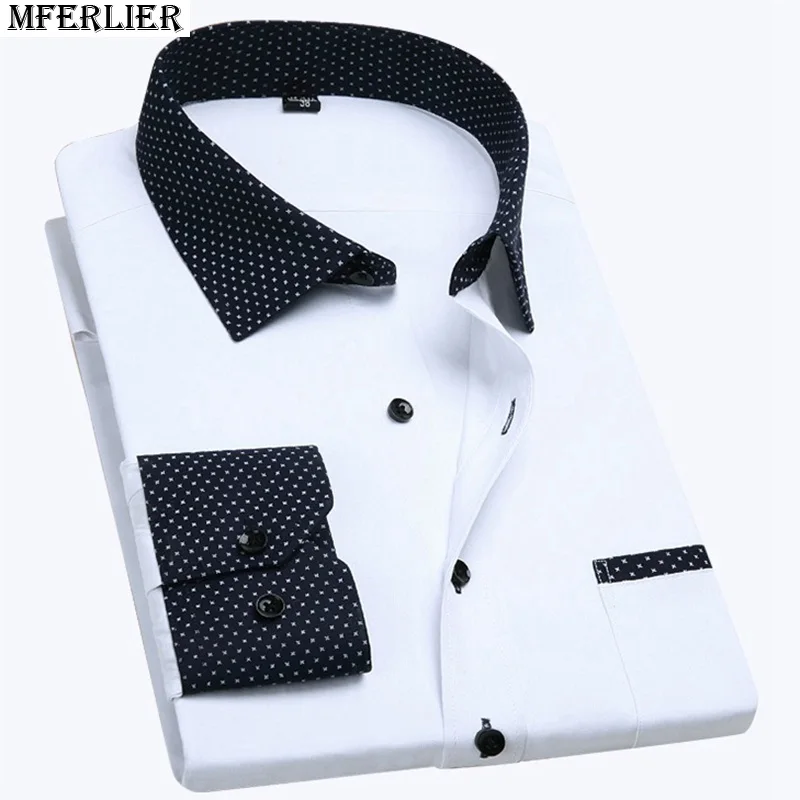 MFERLIER Весна Зима Большие 10XL рубашки мужские 8XL с длинным рукавом Плюс Размер