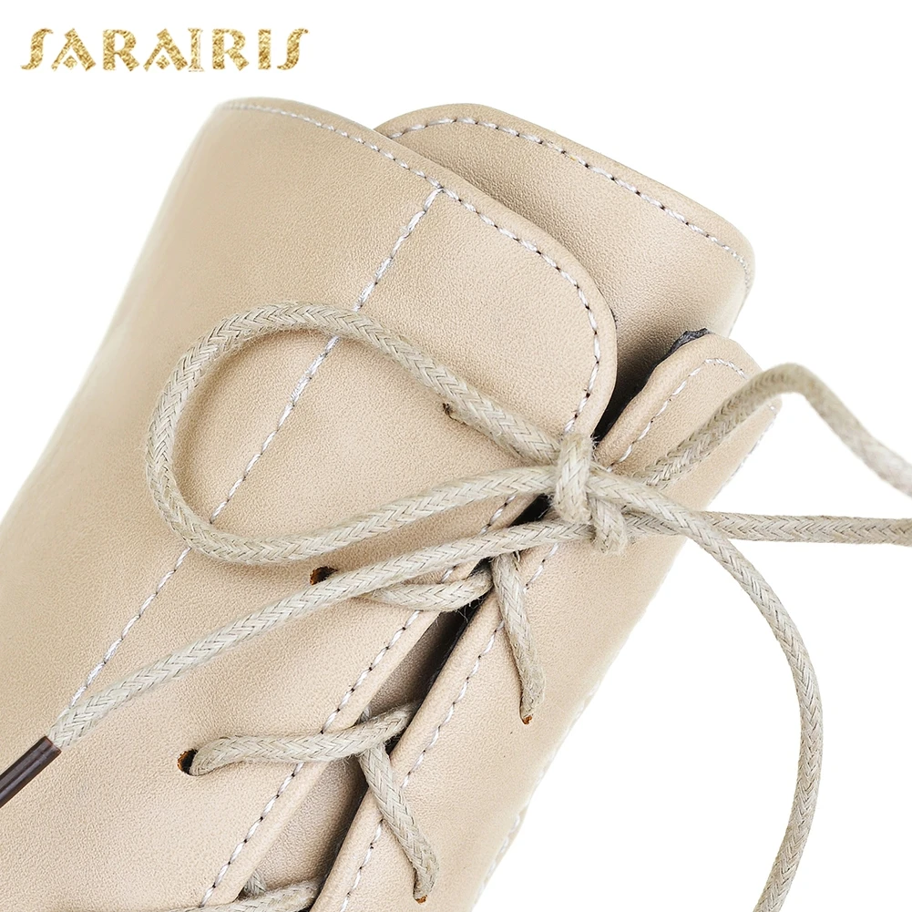 SARAIRIS/; большие размеры 32-43; женская обувь на шнуровке; ; Модные ботильоны на меху на квадратном каблуке; зимние теплые ботинки
