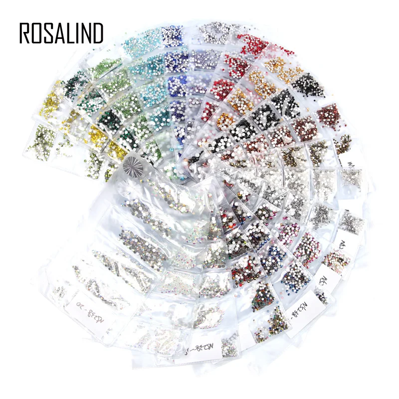 ROSALIND блестящие хрустальные стразы для дизайна ногтей 3D стеклянные грунтовки