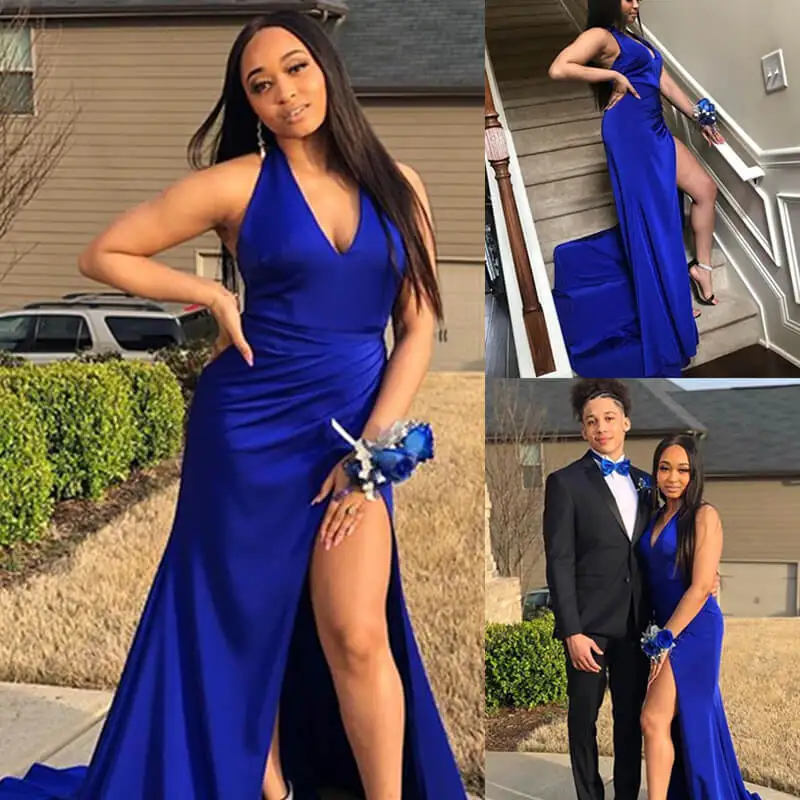Женское длинное платье Русалка с глубоким V образным вырезом|Платья на выпускной|