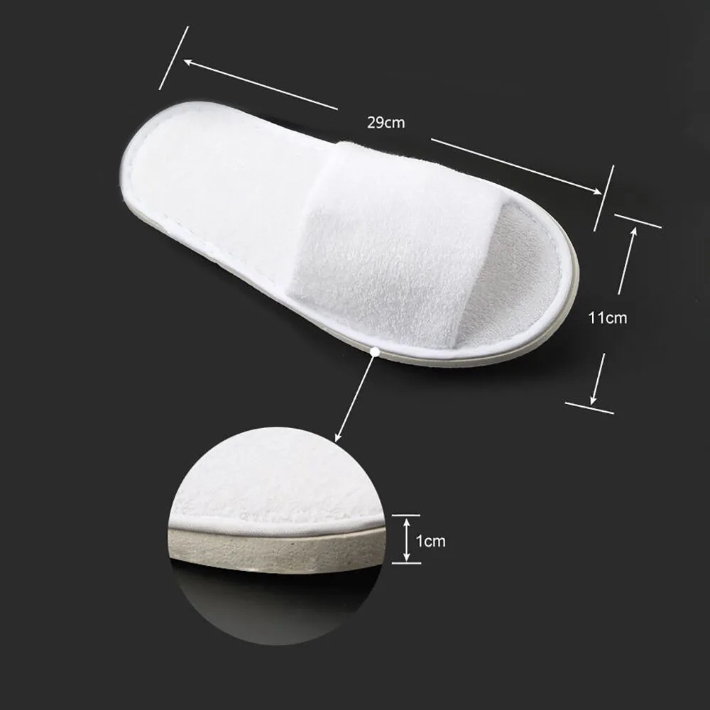 

5 Pairs Hotel Disposable slippers Spa Hotel Guest Slipper Open Toe Towelling Disposable Terry Style Breathable Soft White Shoes