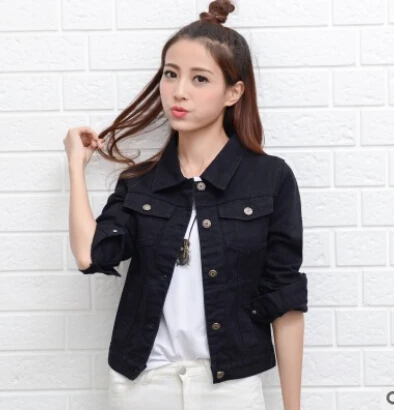 Denim Jacket Women Short Jeans Overcoat Ladies Jackets Tops cowboy jacket Collar Slim White Black High Quality | Женская одежда