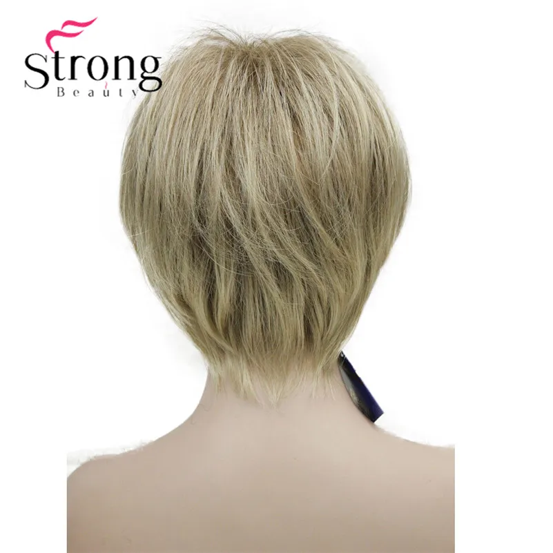 StrongBeauty короткий слоистый блондин Толстый Пушистый полный синтетический парик Тепло ОК цвета выбор