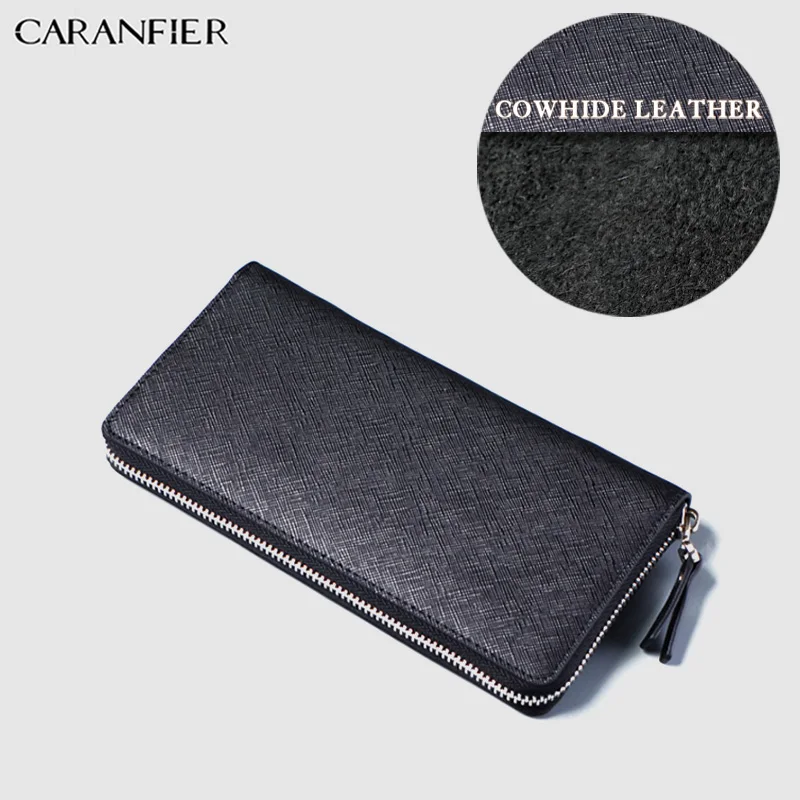 Мужской винтажный кошелек CARANFIER повседневный вместительный клатч из натуральной