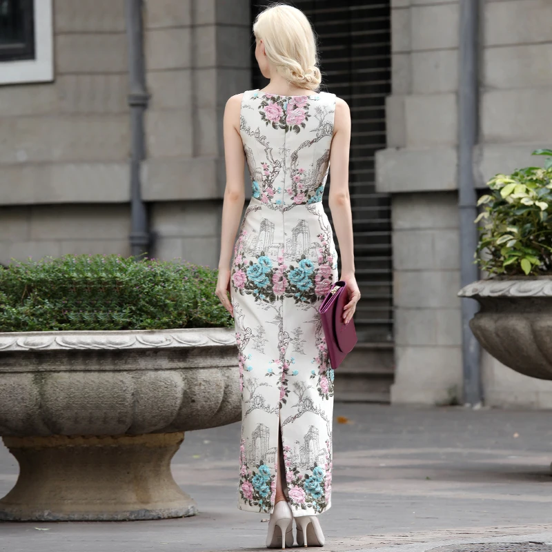 Урожай 2016 осень весна длинное платье вышитые китайский стиль тонкий длинный