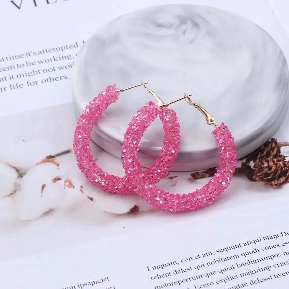 Модные простые серьги гвоздики в стиле ретро с кристаллами из бисера ручной