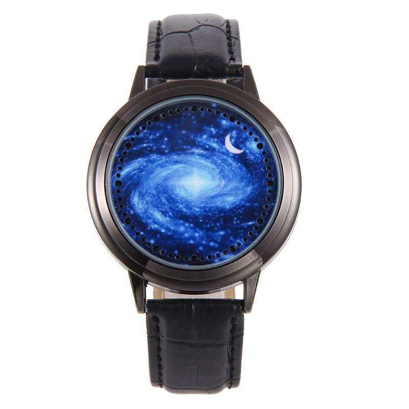 Креативные Часы с кожаной подсветкой и звездой женские часы для пары мужские