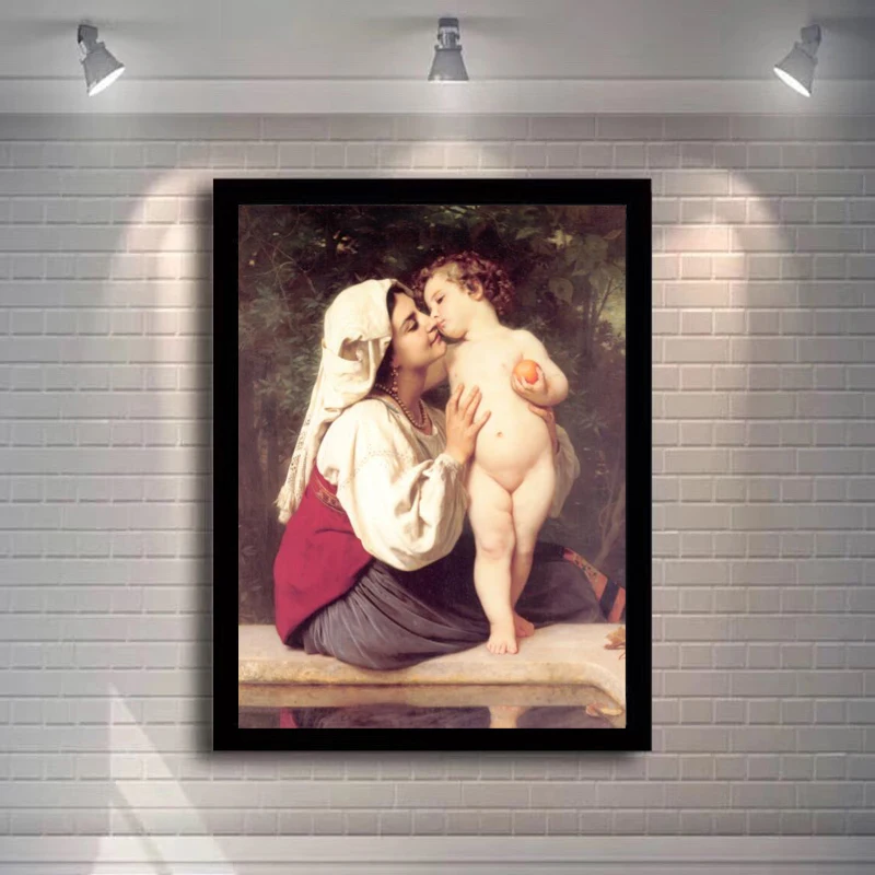 Постеры и принты Картина на холсте известная картина Kiss картины от William Adolphe Bouguereau
