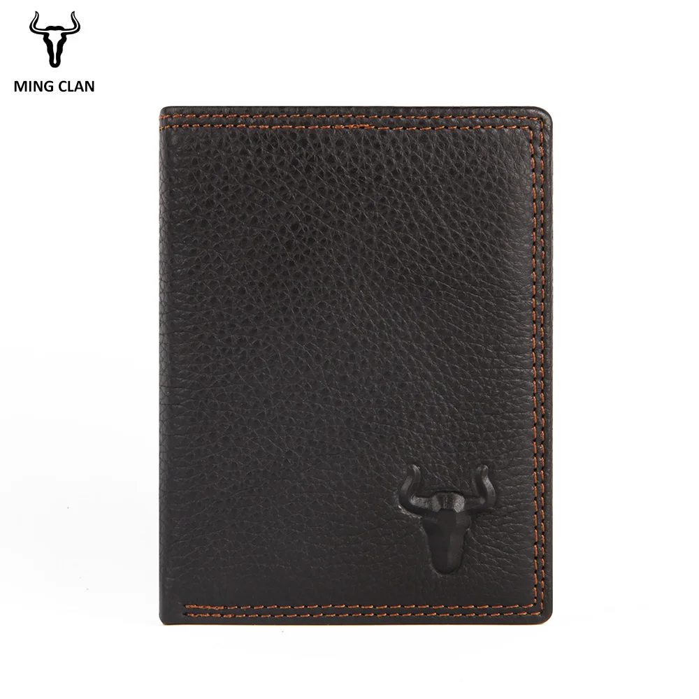 Mingclan vintage designer 100% genuíno carteiras masculinas couro dos homens curto carteira bolsa titular do cartão moeda bolso masculino
