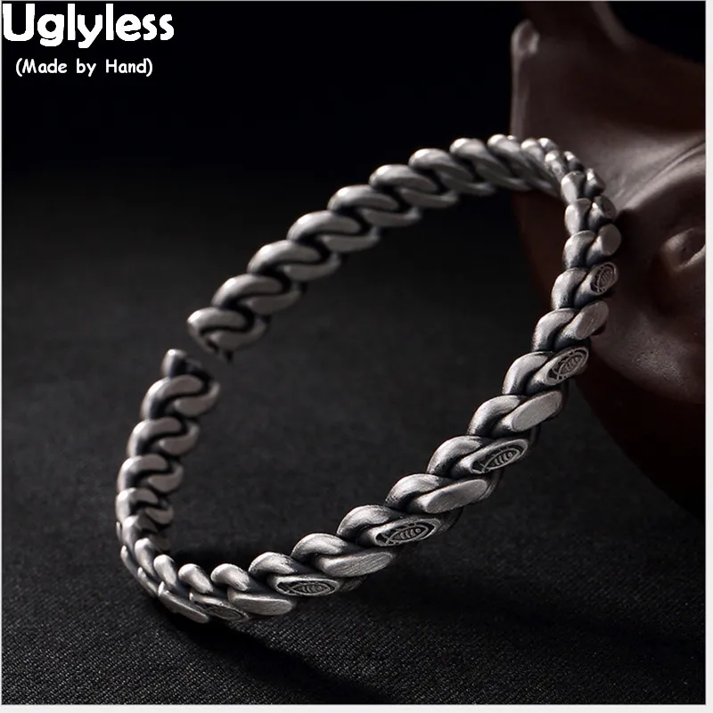 

Uglyless Real S999 серебряные Изящные Ювелирные изделия специальные плетеные скрученные женские браслеты крутые дизайнерские бриллианты гравиров...